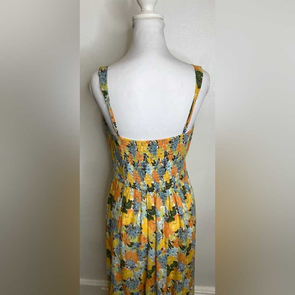 NWOT Abercrombie & Fitch Yellow Floral Slim Midi Dress Adjustable Straps - Picture 10 of 16
